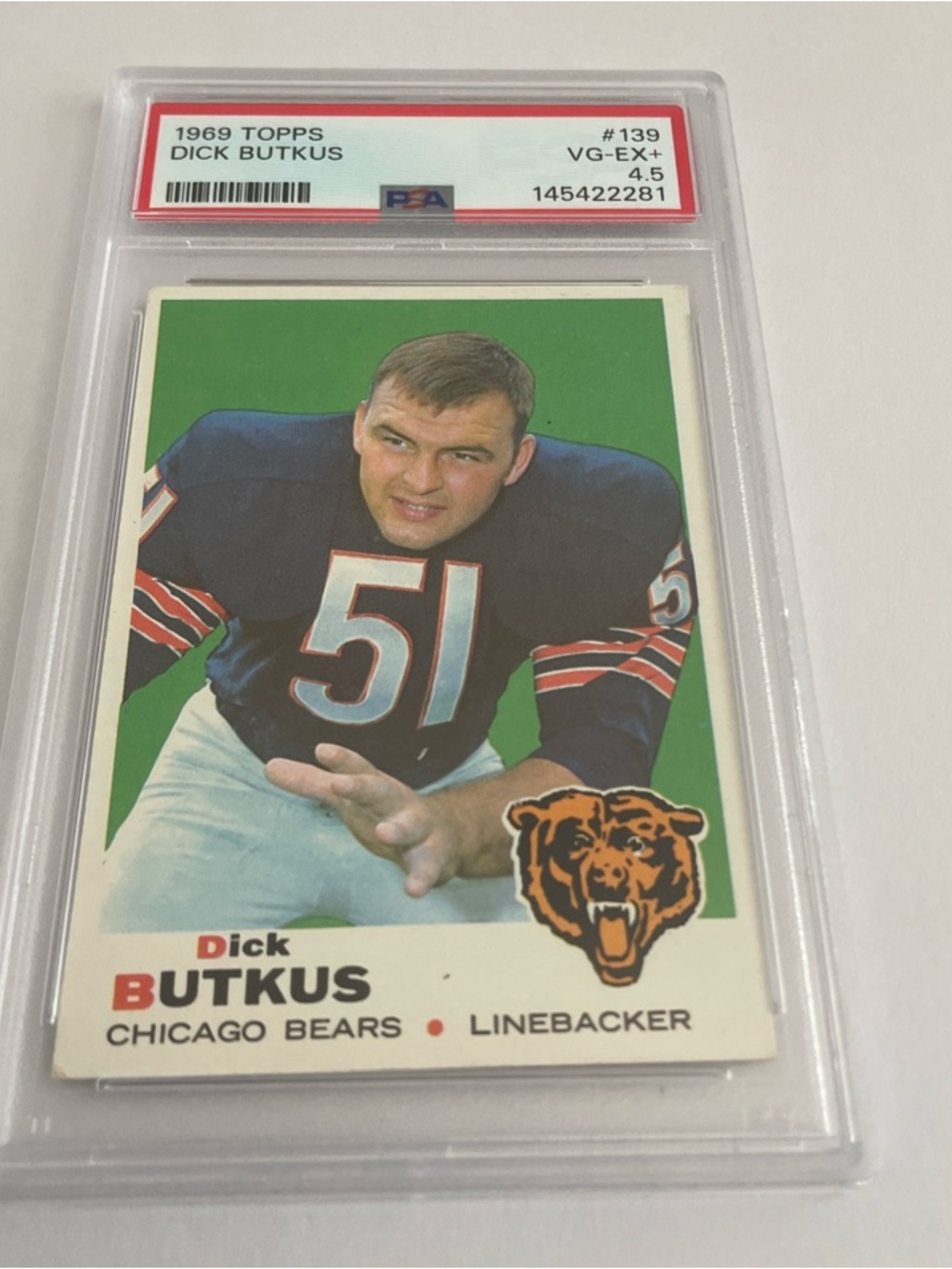 1969 Topps #139 Dick Butkus PSA 4.5 VG-EX+ Bears HOF